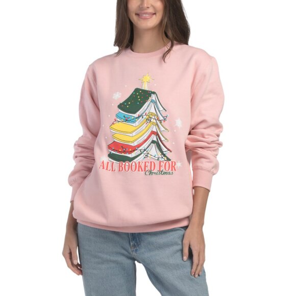 PACIFIC & CO Ice Pink Booked For Xmas Crew Neck Sweatshirt - Picture 1 of 2
